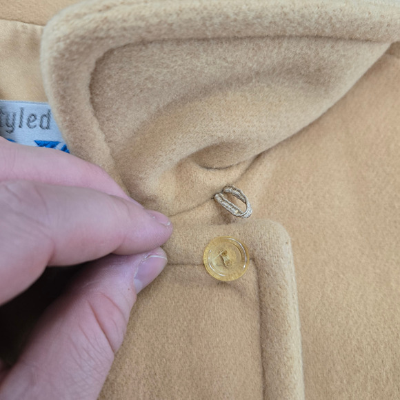 Vintage 60s Davis of Boston Tan Camel Wool Double Breasted Mod Coat Size Medium - Picture 11 of 16